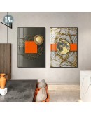 Abstract Orange Canvas Print Painting Gold foil geometric color Poster Wall Art Pictures on Canvas Living Room Office Decor