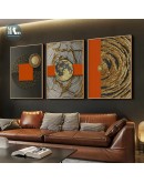 Abstract Orange Canvas Print Painting Gold foil geometric color Poster Wall Art Pictures on Canvas Living Room Office Decor