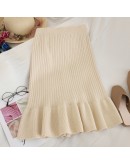   Irregular Knitted Skirt Women's High Waist Autumn Winter Ruffles Midi Sweater Trumpet Skirts Slim Faldas Mujer