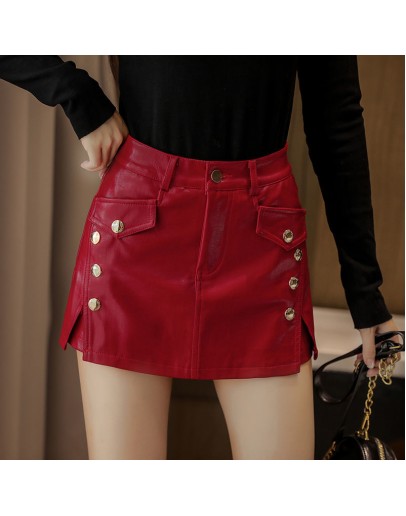   Leather Skirts Shorts Women High Waist Wide Leg Red Black Shorts Streetwear Sexy Biker Shorts bootie shorts grunge