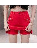   Leather Skirts Shorts Women High Waist Wide Leg Red Black Shorts Streetwear Sexy Biker Shorts bootie shorts grunge