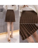 Autumn Winter Women Mini Knitted Skirt Hemp Pattern Wood Ear Pleated Skirts  Knit Skirt Short Spodnica Ropa Mujer Student