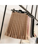 Autumn Winter Women Mini Knitted Skirt Hemp Pattern Wood Ear Pleated Skirts  Knit Skirt Short Spodnica Ropa Mujer Student