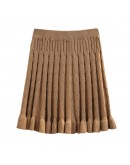 Autumn Winter Women Mini Knitted Skirt Hemp Pattern Wood Ear Pleated Skirts  Knit Skirt Short Spodnica Ropa Mujer Student