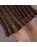 Autumn Winter Women Mini Knitted Skirt Hemp Pattern Wood Ear Pleated Skirts  Knit Skirt Short Spodnica Ropa Mujer Student