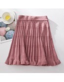 Autumn Winter Mini Knit Skirt Women Pleated Ruffles Skirts 8 Color Basic Knitting Preppy Tutu Skirts Female faldas mujer