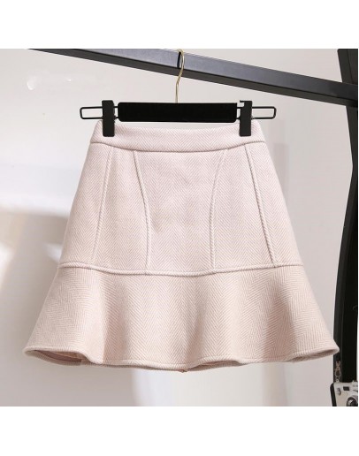 Winter Woolen Skirt Women's Warm Wool Short Mermaid Skirts Fall Spring Slim Kawaii Woman Short Mini Skirts Booty Jupe Mujer