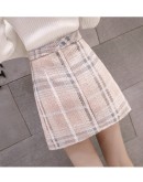 Autumn High Waist Woolen Skirt Women  Style Plaid Skirts Short Hip Package Mini Skirt Female Saias Jupe Femme Plus Size