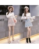 Autumn High Waist Woolen Skirt Women  Style Plaid Skirts Short Hip Package Mini Skirt Female Saias Jupe Femme Plus Size