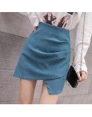 Women Irregular Short Skirts  Summer  High Waist Casual Office Wear Mini Skirt Chic Side Folds Jupe Femme Safe Shorts