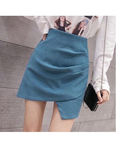 Women Irregular Short Skirts  Summer  High Waist Casual Office Wear Mini Skirt Chic Side Folds Jupe Femme Safe Shorts