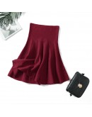 Women Knitted Skirt Autumn Winter Sexy Solid High Waist Short skirts Umbrella Pleated Skirt Ladies Elastic Knit Mini Skirt