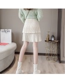  Autumn Winter Short Knitted Skirt Women High Waist Double layer Pleated Mini Skirts Female Hip Package faldas mujer