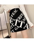   Letter Print Skirt Women High Waist Short Mini Skirts Slim Hip Package Saias Harajuku Faldas Mujer  Style