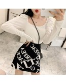   Letter Print Skirt Women High Waist Short Mini Skirts Slim Hip Package Saias Harajuku Faldas Mujer  Style