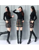  Autumn Winter Plaid Wool Skirt Women Short Skirt Pockets Mini Woolen Checked Skirts Vintage Office Ladies Plus Size