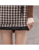 Autumn Winter Plaid Skirt Women  Elegant Bow Tie Mini Woolen Skirts Female Short Faldas Saia Jupe Femme Hip Package