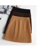 Woolen Skirt Women Autumn Winter Vintage Warm A Line High waist Mini Skirts Women's Wool Short Skirts Faldas Plus Size F204