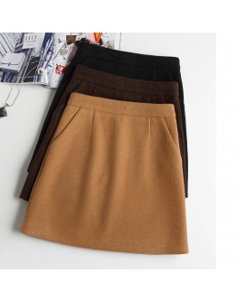 Woolen Skirt Women Autumn Winter Vintage Warm A Line High waist Mini Skirts Women's Wool Short Skirts Faldas Plus Size F204