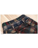  Autumn Winter Plaid Wool Skirt Women Short Skirt Pockets Mini Woolen Checked Skirts Vintage Office Ladies Plus Size