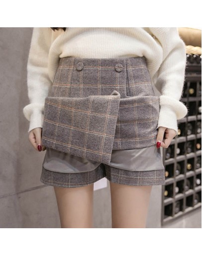 Autumn Winter Plaid Wool Skirt Women's Short Skirt Mini A-line Harajuku Woolen Skirts Vintage Office Ladies Jupe Femme Saia