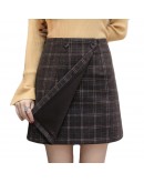 Autumn Winter Plaid Wool Skirt Women's Short Skirt Mini A-line Harajuku Woolen Skirts Vintage Office Ladies Jupe Femme Saia