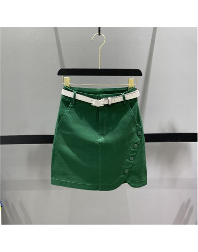  Irregular Denim Skirts Women High Waist Casual Short Mini Skirt European Style Summer Khaki Green White Jeans Faldas