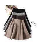 A Line Knit Skirt Women Autumn Winter High Waist Short skirts Umbrella Pleated Skirt Ladies Elastic Knit Mini Skirt Female