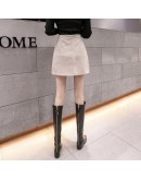 High  Rivet Woolen Skirt Women High Waist Irregular Side Split Short Mini Skirts Harajuku faldas verano Plus Size XXL