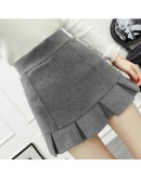 Wool Skirt Women Autumn Winter High waist A-line Lace-up Mini Skirts Women's Warm Woolen Boots Shorts Harajuku Jupe Femme