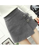 Wool Skirt Women Autumn Winter High waist A-line Lace-up Mini Skirts Women's Warm Woolen Boots Shorts Harajuku Jupe Femme