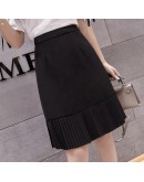 Ruffle Pleated Knee Length Women's Skirt  Summer High Waist A Line Hip Package Elegant Skirts Ladies Office Work Faldas Saia