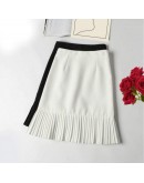 Ruffle Pleated Knee Length Women's Skirt  Summer High Waist A Line Hip Package Elegant Skirts Ladies Office Work Faldas Saia