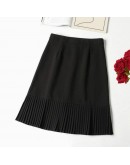 Ruffle Pleated Knee Length Women's Skirt  Summer High Waist A Line Hip Package Elegant Skirts Ladies Office Work Faldas Saia