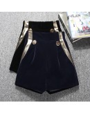 Vintage Autumn Winter Velvet Shorts Women Elegant High Waist Short Mujer Ladies Office Work Booty Shorts feminino Plus Size