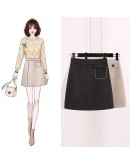 Autumn Winter Woolen Mini Skirts for Women High Waist  A-Line Shorts Skirts School Uniform Black Beige Kawaii Faldas Mujer