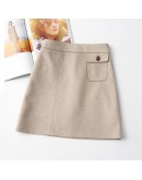 Autumn Winter Woolen Mini Skirts for Women High Waist  A-Line Shorts Skirts School Uniform Black Beige Kawaii Faldas Mujer