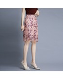  Summer Lace Embroidery Skirts for Women High Waist Elegant Flower Mesh Skirt Knee Length Midi Faldas Largas Mujer