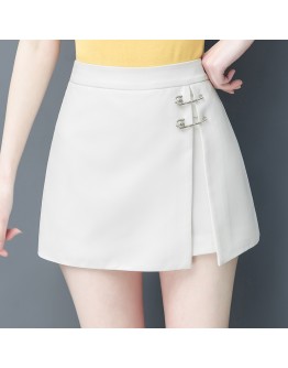   Summer Irregular Slit Shorts Women Streetwear Women's Skirt Shorts with Pin High Waist Slim Girls Shorts Femme