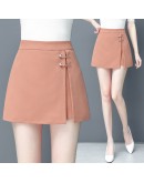   Summer Irregular Slit Shorts Women Streetwear Women's Skirt Shorts with Pin High Waist Slim Girls Shorts Femme