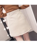   Style Winter Autumn Short Corduroy Skirt Women High Waist Belted Mini Skirts Female Thicken Warm A-Line Saias