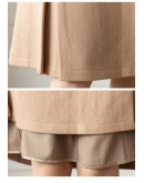 Women's Knee Length Woolen Skirt High Waisted Fall Winter A-Line Office Work Midi Skirts Black Khaki   Clothing