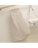 Spring Summer Women Irregular Midi Skirt High Waist Slim  Side Split Folds Skirts Female Elegant Office Work Ladies Skirt