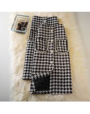 Knee Length Fall Tweed Woolen Skirt Women High Waisted Winter Midi Houndstooth Skirts with Pockets Front Buckle Booty Faldas