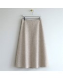 Fall Winter Woolen Skirt for Women High Waisted Elegant Mid Length Skirts  Style Soft Office Work Midi Faldas Good 