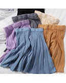 Autumn Winter Mini Knit Skirt Women Twist Pleated Skirts Black Beige Basic Knitting Preppy Tutu Skirts Female faldas mujer