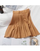 Autumn Winter Mini Knit Skirt Women Twist Pleated Skirts Black Beige Basic Knitting Preppy Tutu Skirts Female faldas mujer