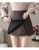 Fall Winter Irregular Woolen Skirt for Women High Waisted Short Mini Skirts Y2K   Clothing Kawaii Harajuku Jupe