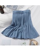 Autumn Winter Mini Knit Skirt Women Twist Pleated Skirts Black Beige Basic Knitting Preppy Tutu Skirts Female faldas mujer