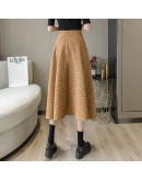 Fall Winter Long Skirt for Women   Elegant High Waisted Medieval Skirts Black Khaki Faldas Mujer Moda Clothing